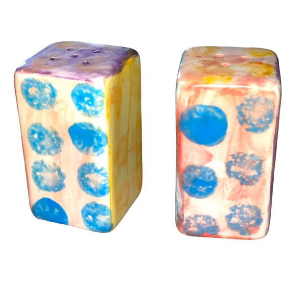 Damian Ford Multi Colored Pottery Salt & Pepper Shakers EUC‎ - Picture 4 of 9